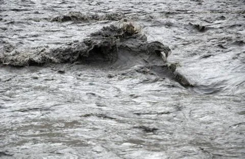 Close view of the affluent mountain nepal river Stock Photos