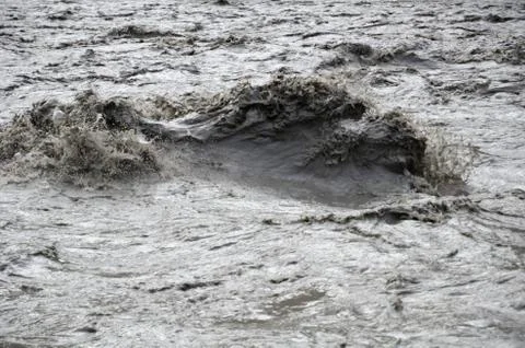 Close view of the affluent mountain nepal river Stock Photos