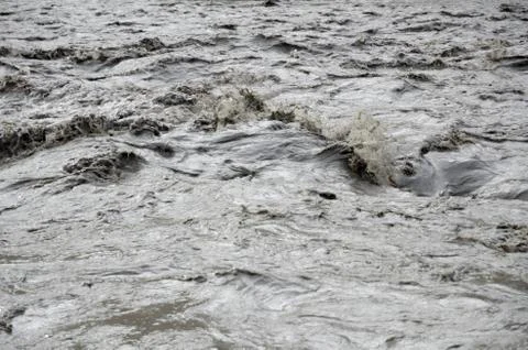 Close view of the affluent mountain nepal river Stock Photos