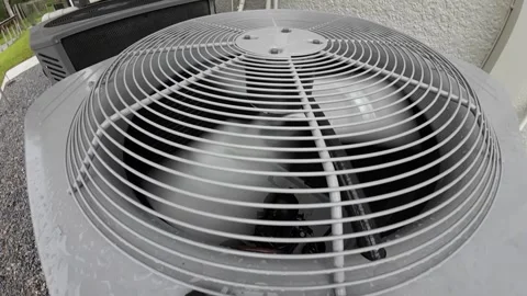 Close Up View Air Conditioning HVAC Heat Pump In Slow Motion, 4K Video stock 248475934