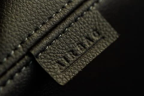 Close up view of airbag label on the side of a car seat. Airbag safety system Stock Photos