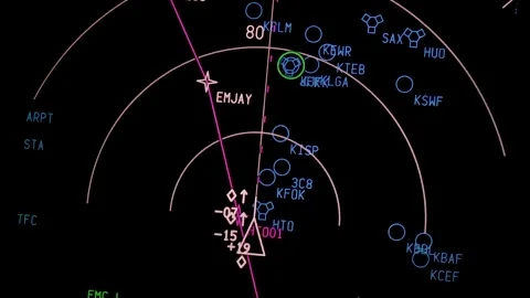 Close-up view of an aircraft instrument navigation display. Stock Footage 145569298