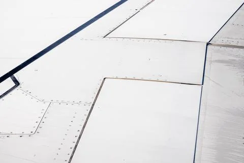 Close-Up View of an Airplane Wing Surface Foto stock