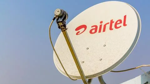 Close-up view of Airtel Digital DTH Dish Antenna Stock Photos