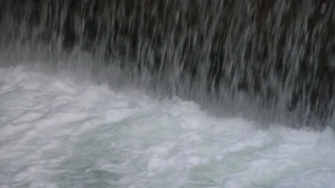 Close up view of Alpine river waterfall base Stock Footage 140332078