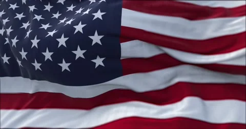 Close up view of the american flag waving in the wind. 库存影片 153943485