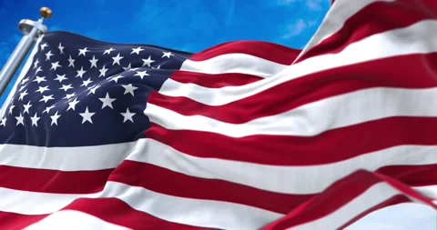 Close up view of the american flag waving in the wind Stock Footage 163483190