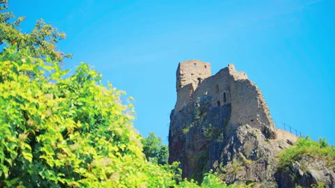 Close view of ancient castle wall showing rough stone texture  Stock Footage 327568982