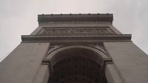 A close up view of Arc de Triomphe de l'Étoile Arch of Triumph Paris, France Stock Footage 105900608