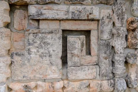 CLose view of the architecture of Uxmal, an ancient Maya city of the classica Stock Photos
