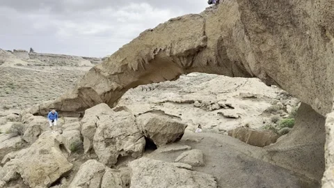 Close-up view of Arco de Tajao rock formation, Southeast Tenerife, winter Stock Footage 327929566