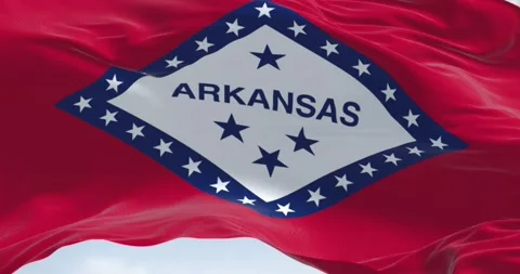 Close-up view of the Arkansas state flag waving in the wind Stock Footage 214737763