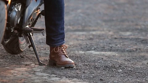 Close up view of arriving motorcycle Video stock 81493659