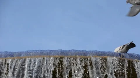 Close up view on artificial waterfall Видео 152906095