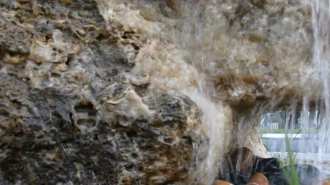 Close up view on artificial waterfall 스톡 동영상 203123691