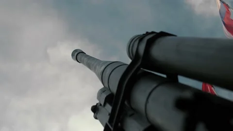 A close up view on the artillery-type weapon canon monument, Kremlin Stock Footage 148209904