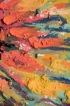 A close-up view of an artwork made with oil pastels Stock Photos