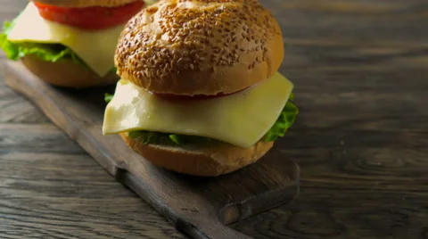 Close up view of assembling a beef hamburger Stock Footage 65721410