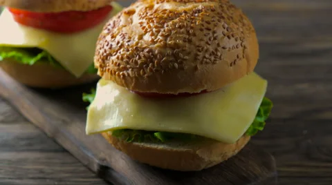 Close up view of assembling a beef hamburger Stock Footage 65729531