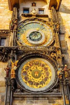 Close view of astonomical clock in Prague, Czech Republic Stock Photos
