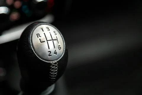 Close-up view of the automatic gearbox lever. Interior car,  automatic transm Stock Illustration