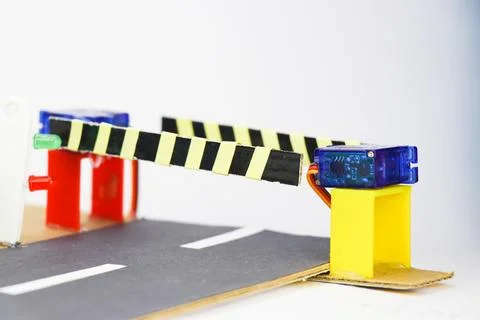 Close up view of automatic toll gate system using micro servo Stock Photos