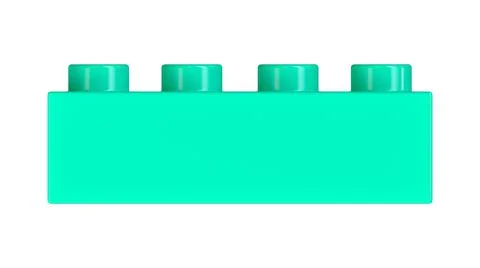 Close Up View of an Azure Plastic Lego Block Isolated on a White Background. Stock Illustration