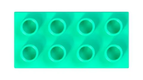 Close Up View of an Azure Plastic Lego Block Isolated on a White Background. Stock Illustration