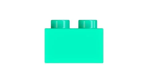 Close Up View of an Azure Plastic Lego Block Isolated on a White Background. Stock Illustration