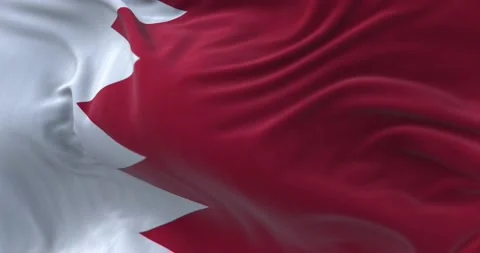 Close-up view of the Bahrain national flag waving in the wind Stock-Footage 212038841