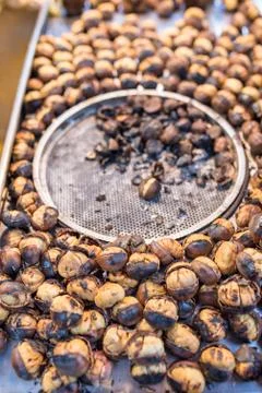 Close up view of baked chestnuts Stock Photos