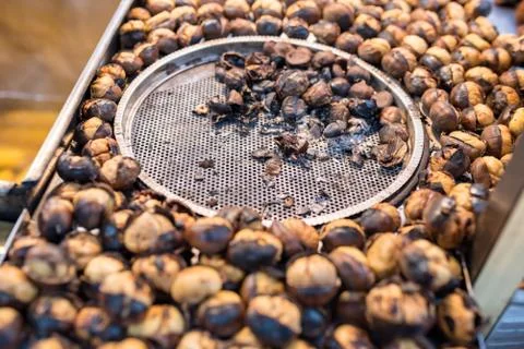 Close up view of baked chestnuts Stock Photos