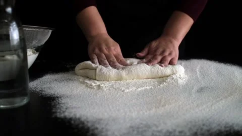 Close up view of baker kneading dough natural pastries bakery food homemade.. Stock Footage 272566557