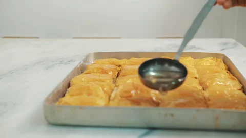 Close-up view of Baklava in Turkey. 4K Footage Stock Footage 209626877