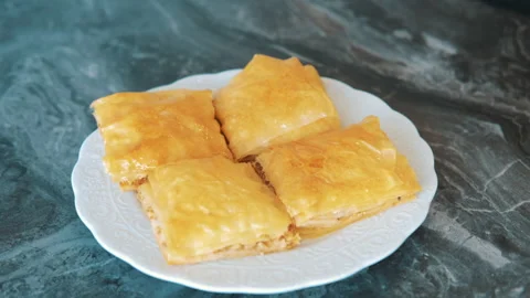 Close-up view of Baklava in Turkey. 4K Footage Stock Footage 209628440