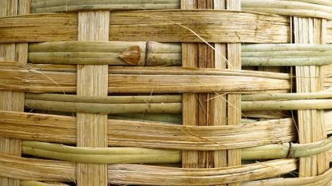 Close up view bamboo basket texture. copy space Stock Photos