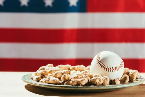 Close view baseball ball plate Stock Photos