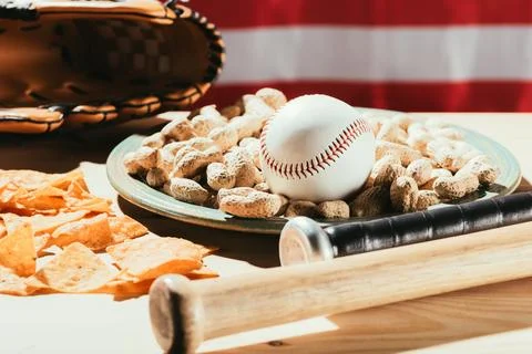 Close view baseball bats baseball Stock Photos