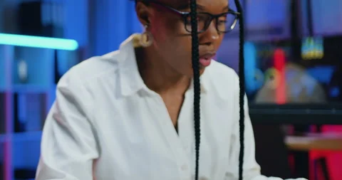 Close up view of beautiful confident hardworking purposeful african american Stock Footage 166690920