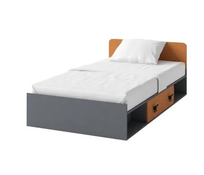 Close up view of bed isolated on white background. Stock Photos