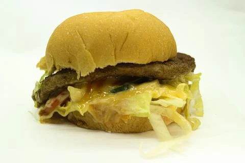 Close up view of beef burger Stock Photos