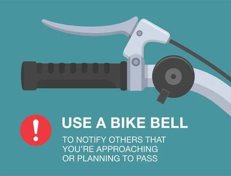 Close-up view of bicycle bell on handlebar. Use a bike bell to notify others Stock Illustration