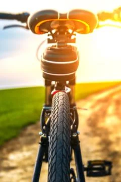 Close up view of a bicycle protector. Rear view of a bicycle wheel on a count Stock Photos