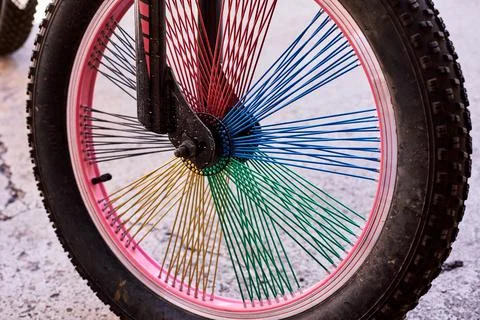 Close-up view of bicycle wheel Stock-Fotos