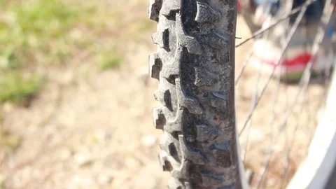 Close up View of Bicycle's Wheel Stock Footage 70001240