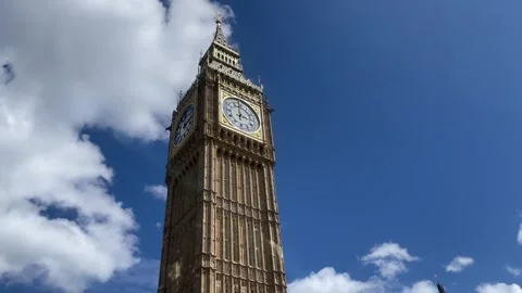 Close up view of Big Ben clock tower in London England Stock-Footage 334717964