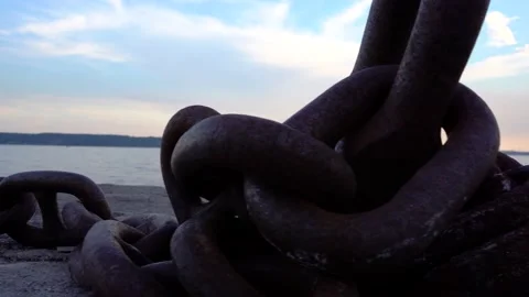 Close up view of big iron chain Stock-Footage 157383951