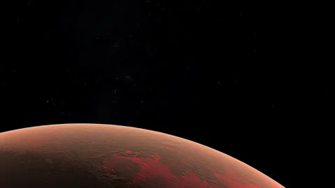 Close-up View of Big Planet Mars Surface and Craters in Space Stock Footage 341870557
