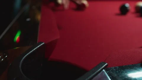 Close up view of billiard ball hits the hole Stock Footage 188169529