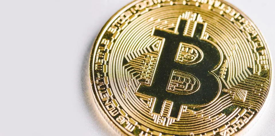 Close-up View On Bitcoin Foto stock